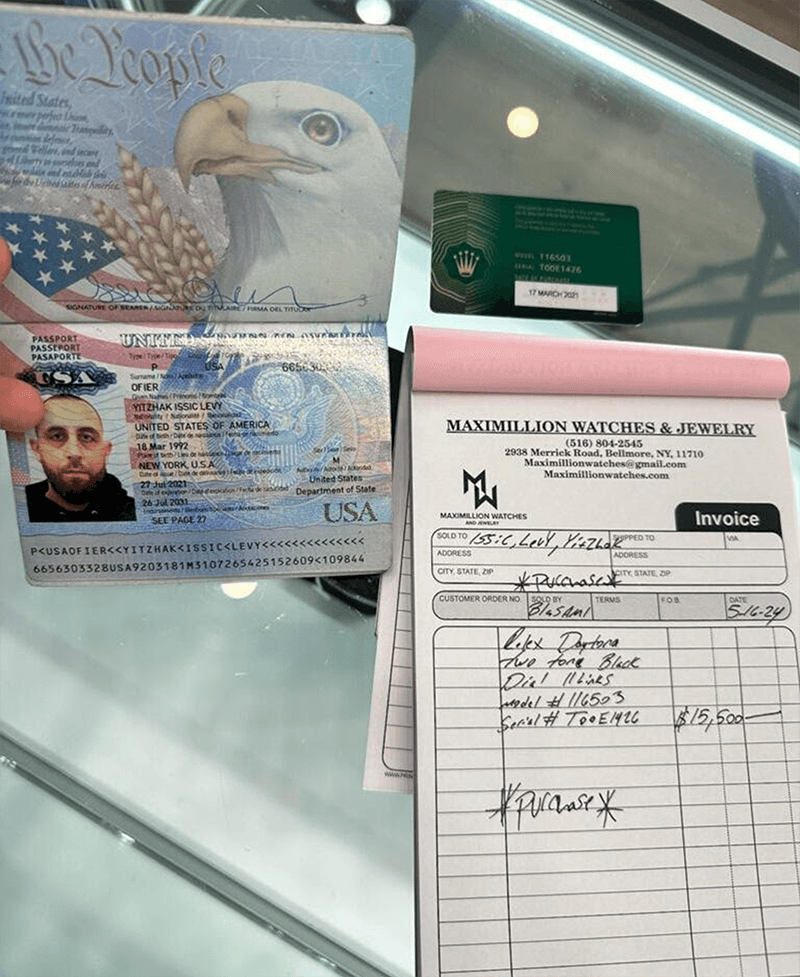 Yitzhak Ofier Identification and receipt
